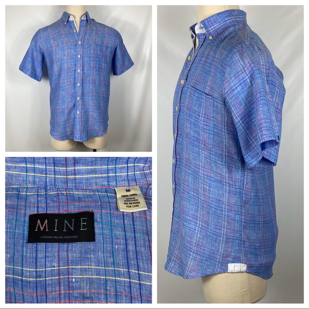 MINE 100% Linen Short Sleeve Button Down Med